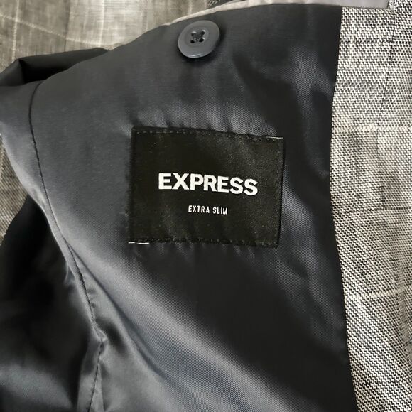 Express Men's Extra Slim Fit Blazer in Gray Check Plaid Size 36R - Picture 4 of 7